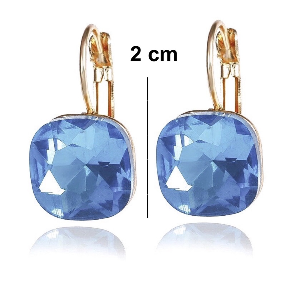 Any 2/$20! Gold/Baby Blue Crystal Earrings - Picture 4 of 6